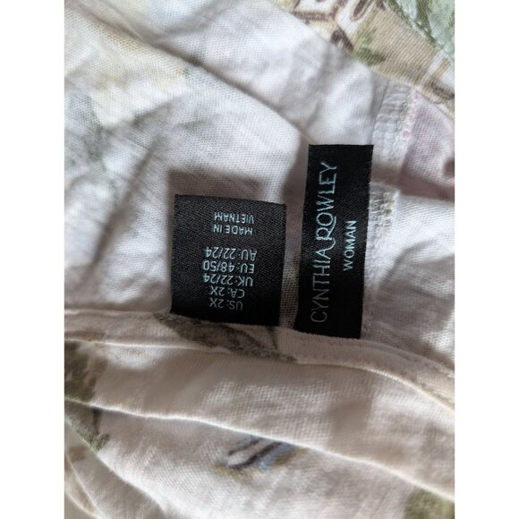 Cynthia Rowley Womens Tropical Print V-Neck Short Sleeve Top Size XL - Picture 4 of 6